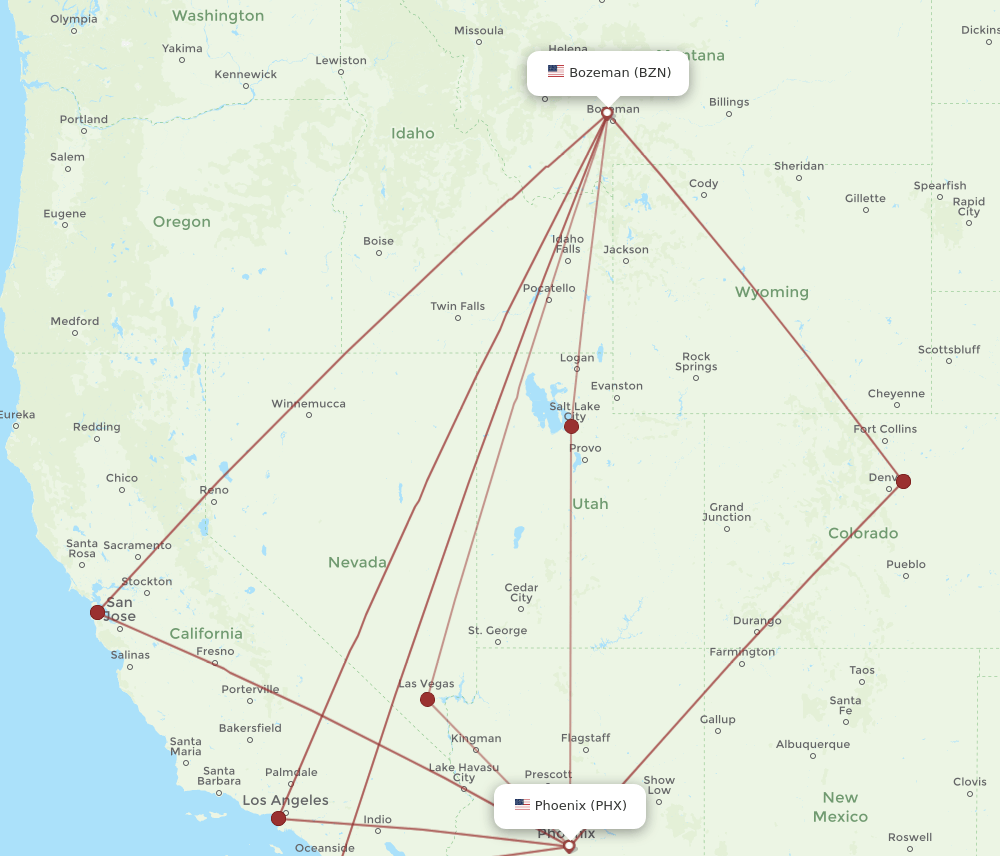 PHX-BZN flight routes