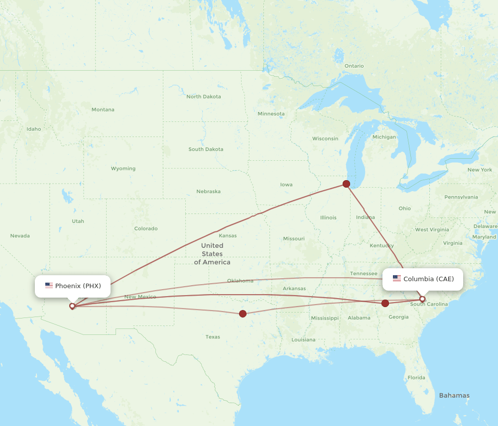 PHX-CAE flight routes