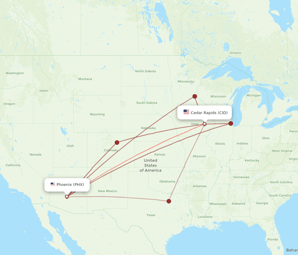 PHX-CID flight routes