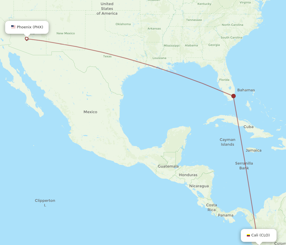 PHX-CLO flight routes
