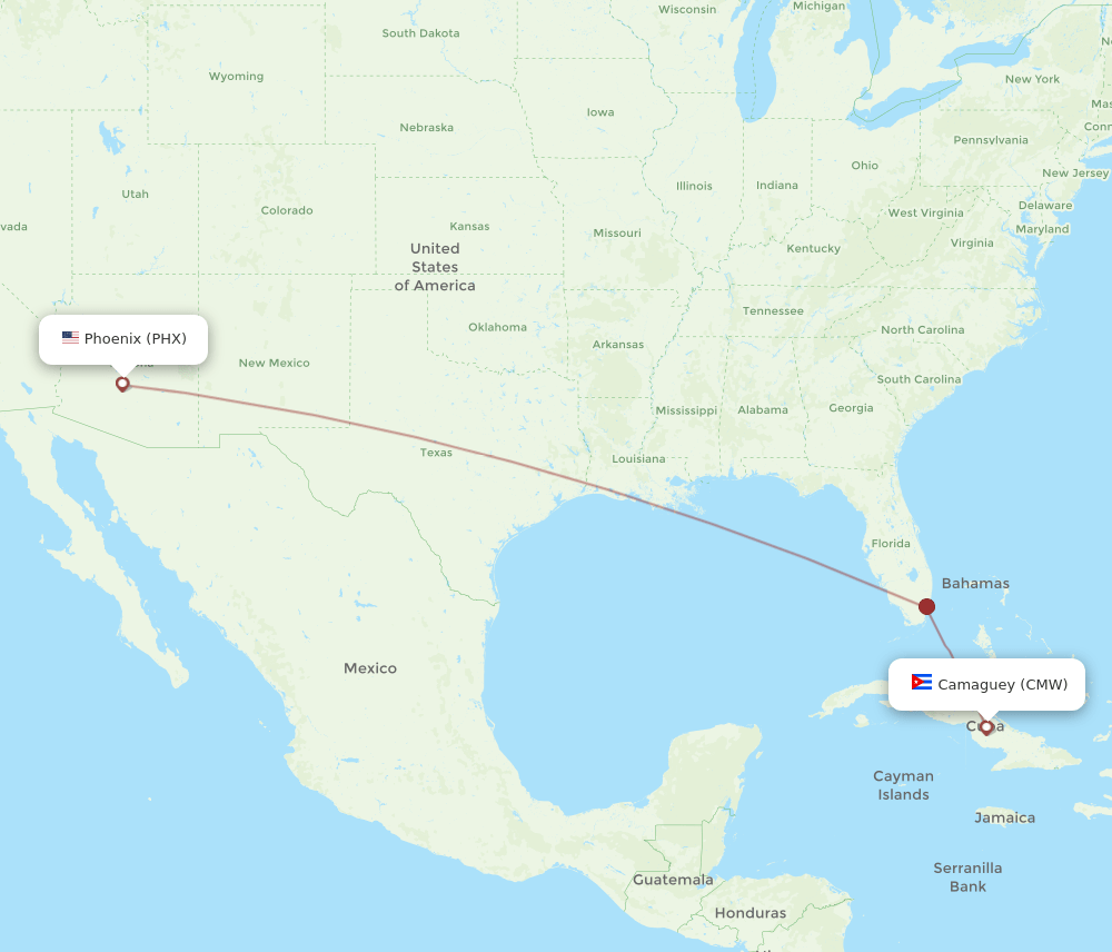 PHX-CMW flight routes