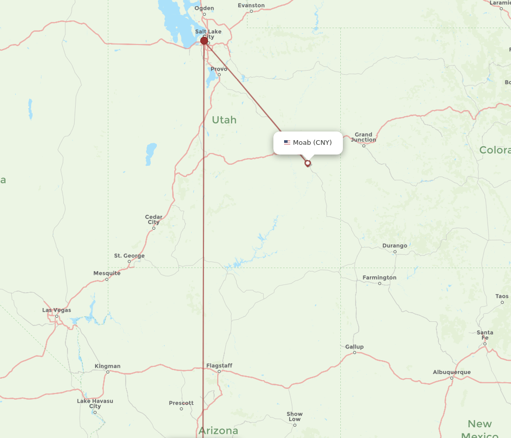 Phoenix - Moab route map and flight paths