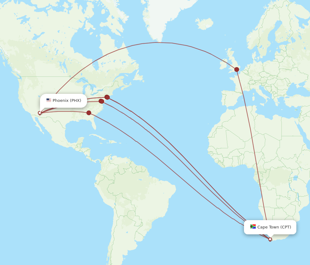 PHX-CPT flight routes