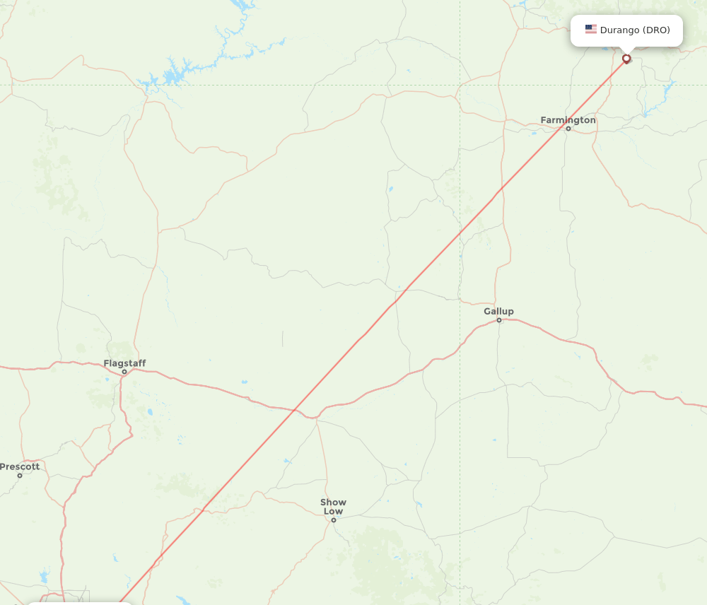 PHX to DRO flights and routes map