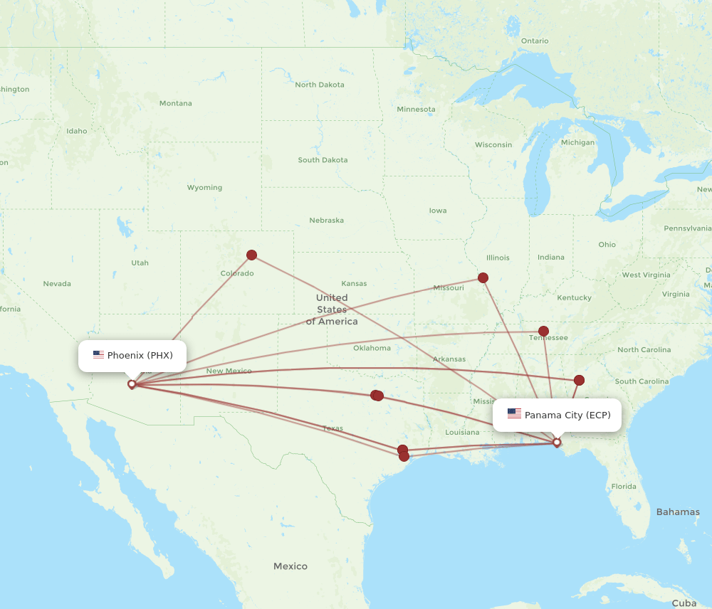 PHX-ECP flight routes