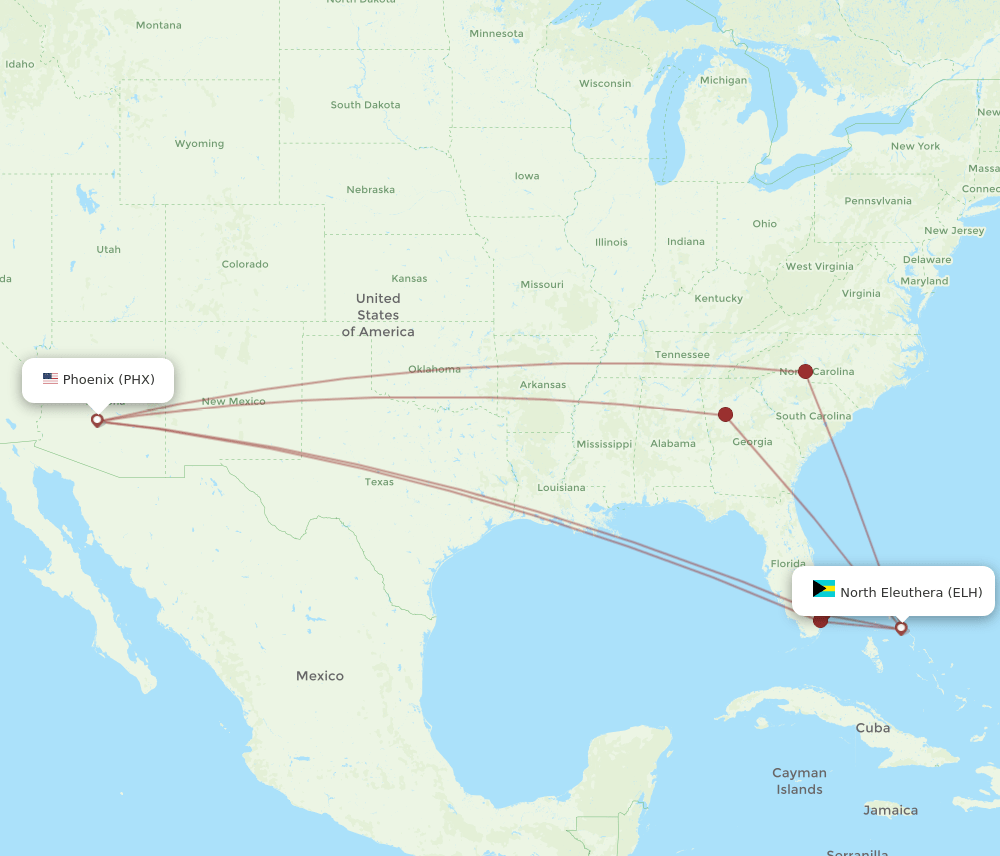 PHX-ELH flight routes