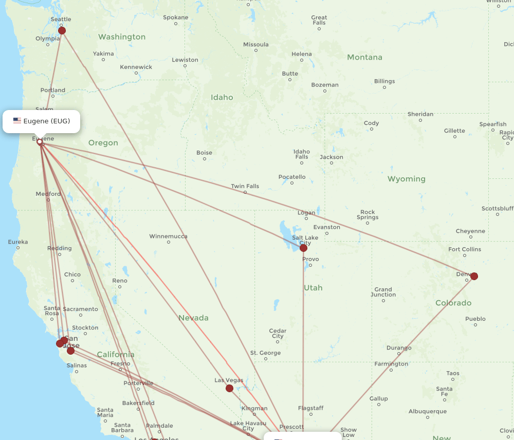 PHX-EUG flight routes