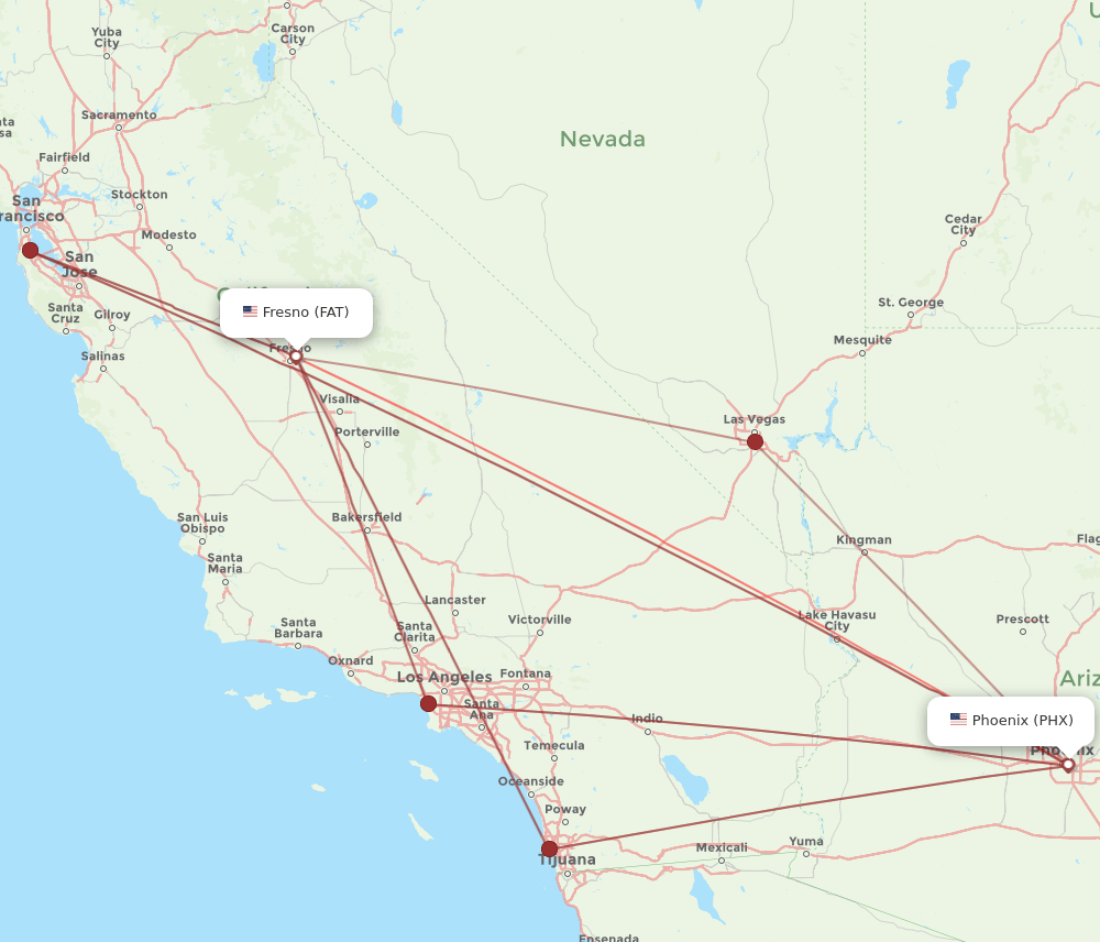 PHX-FAT flight routes