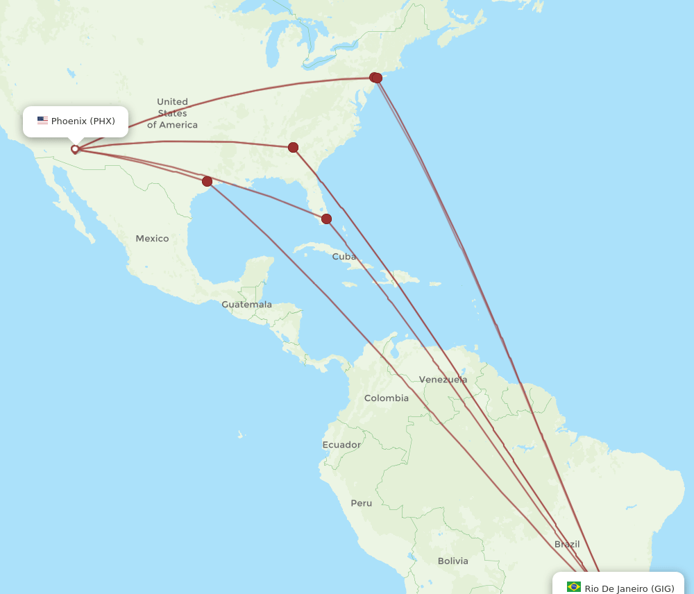 PHX-GIG flight routes