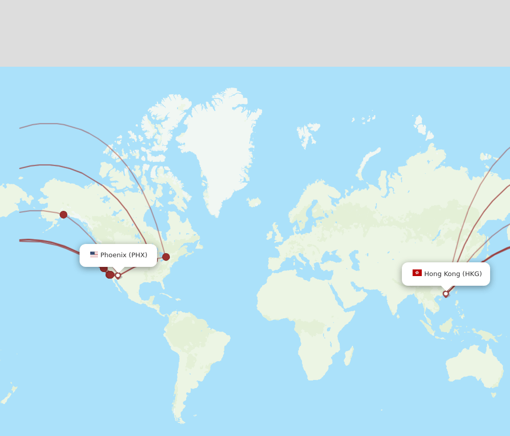 PHX-HKG flight routes