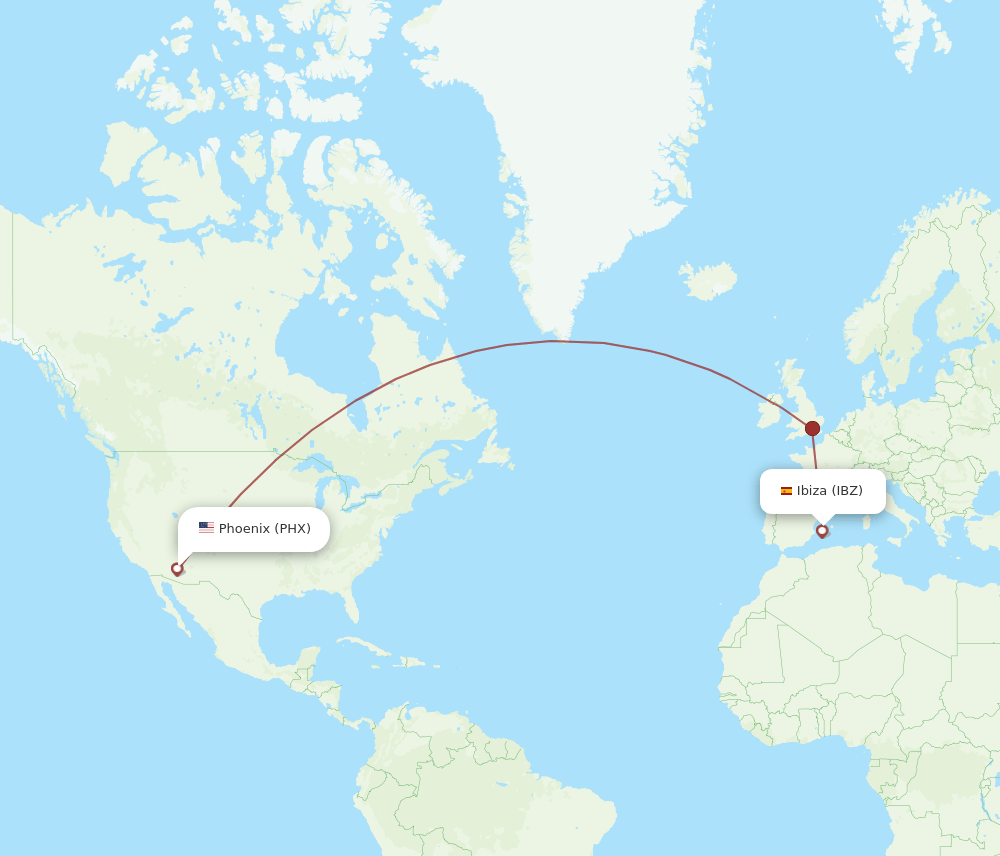 PHX-IBZ flight routes