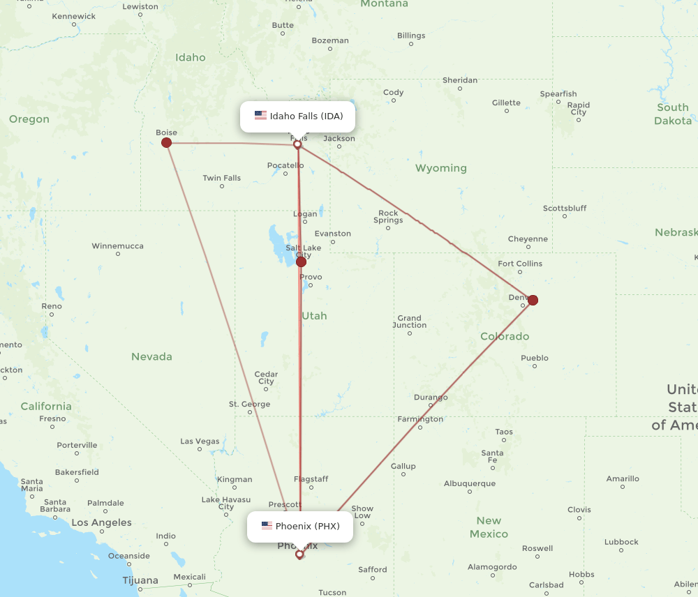 PHX-IDA flight routes