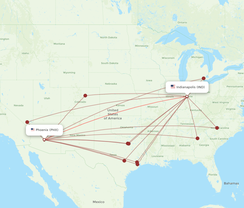 PHX-IND flight routes