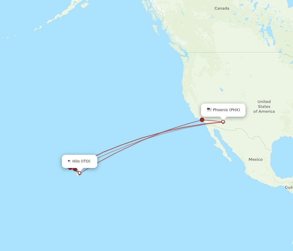 PHX-ITO flight routes