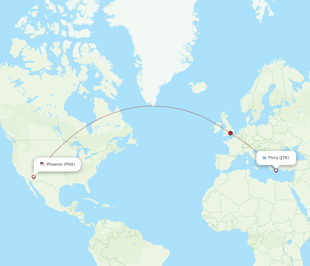 PHX-JTR flight routes