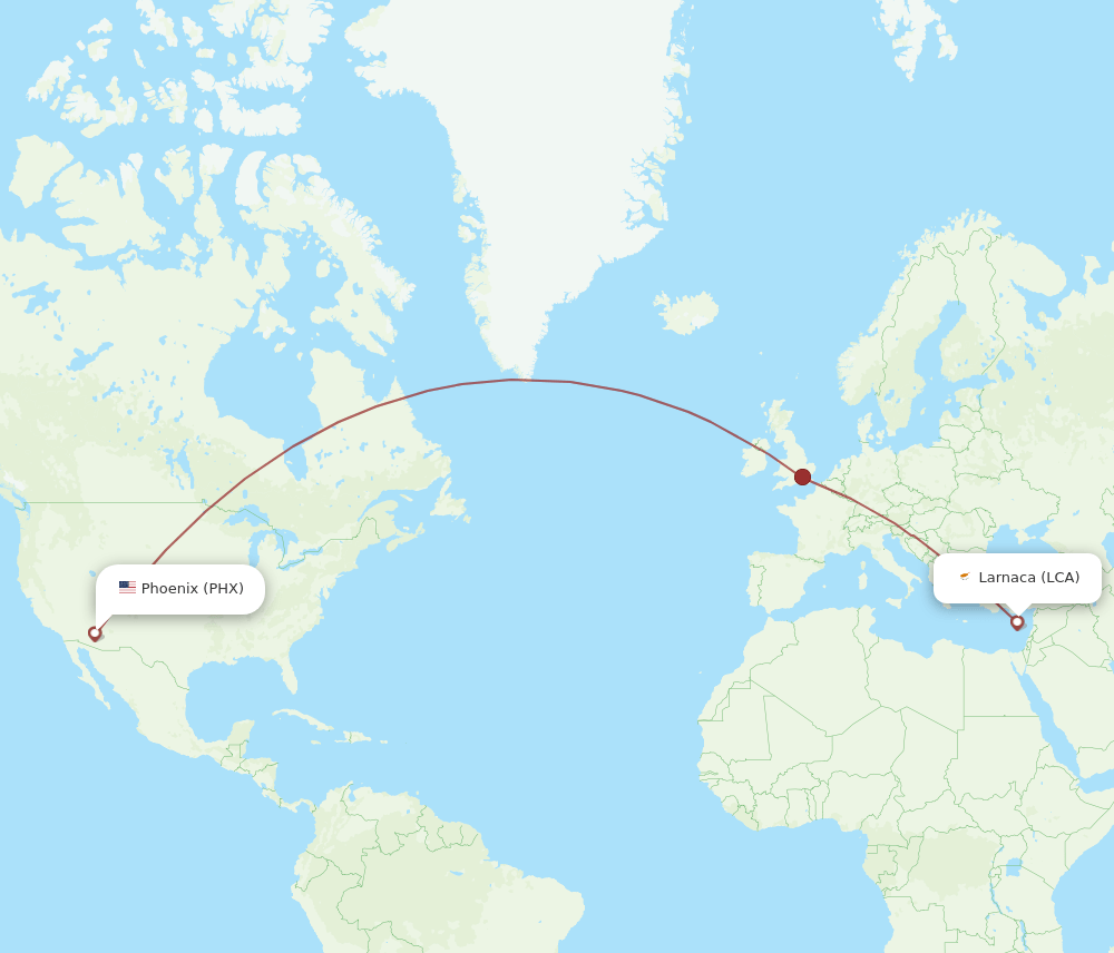 PHX-LCA flight routes