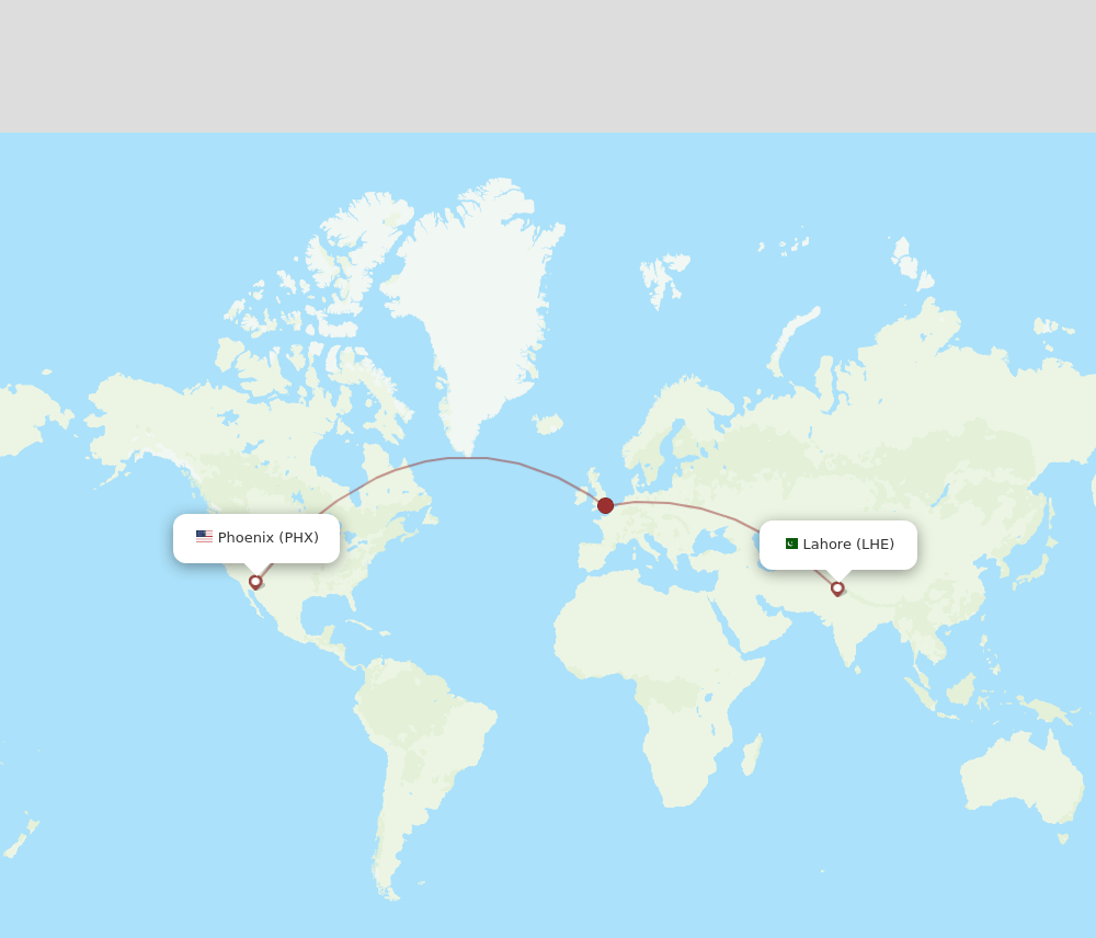 PHX-LHE flight routes
