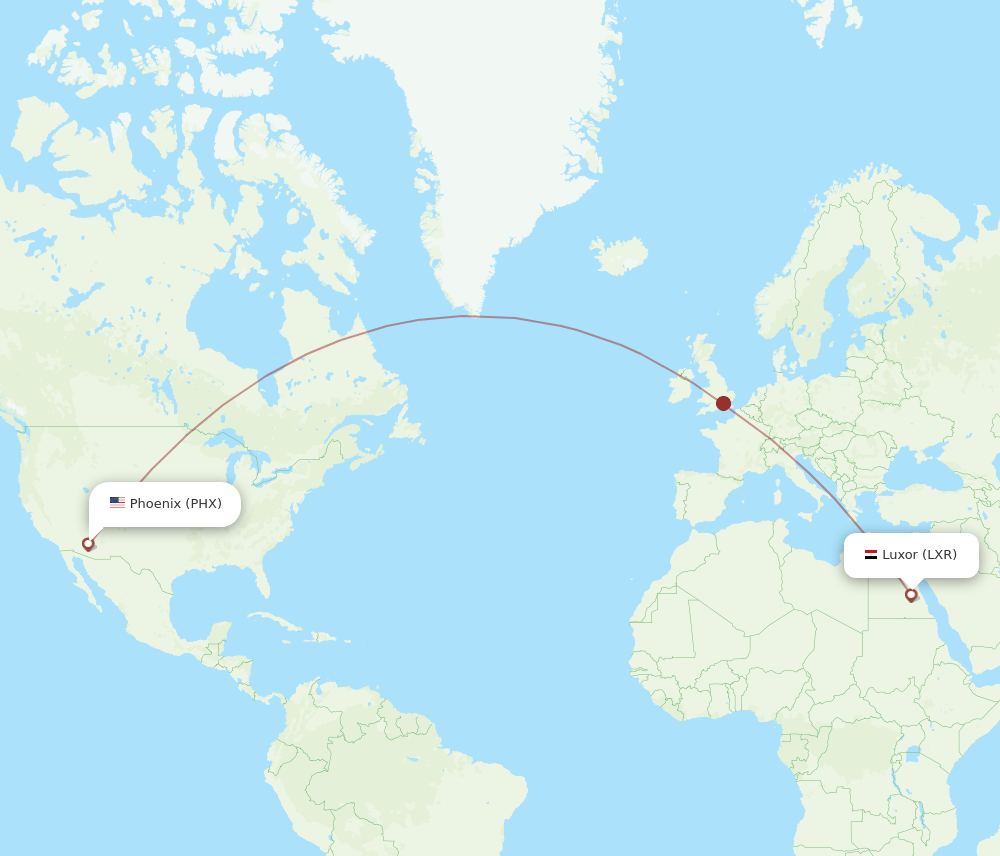 PHX-LXR flight routes
