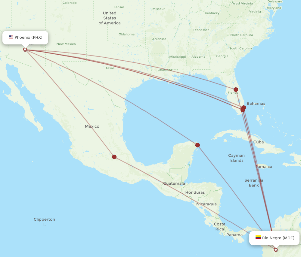 PHX-MDE flight routes