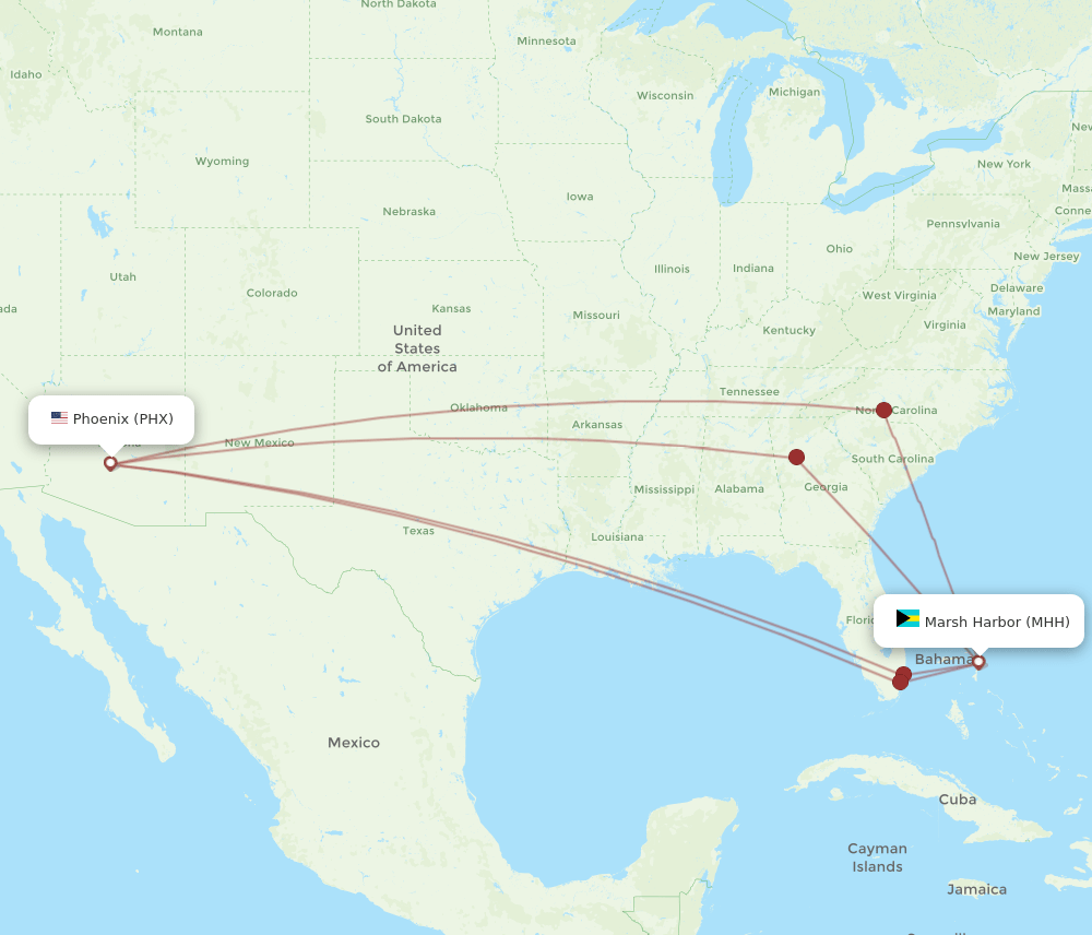 PHX-MHH flight routes