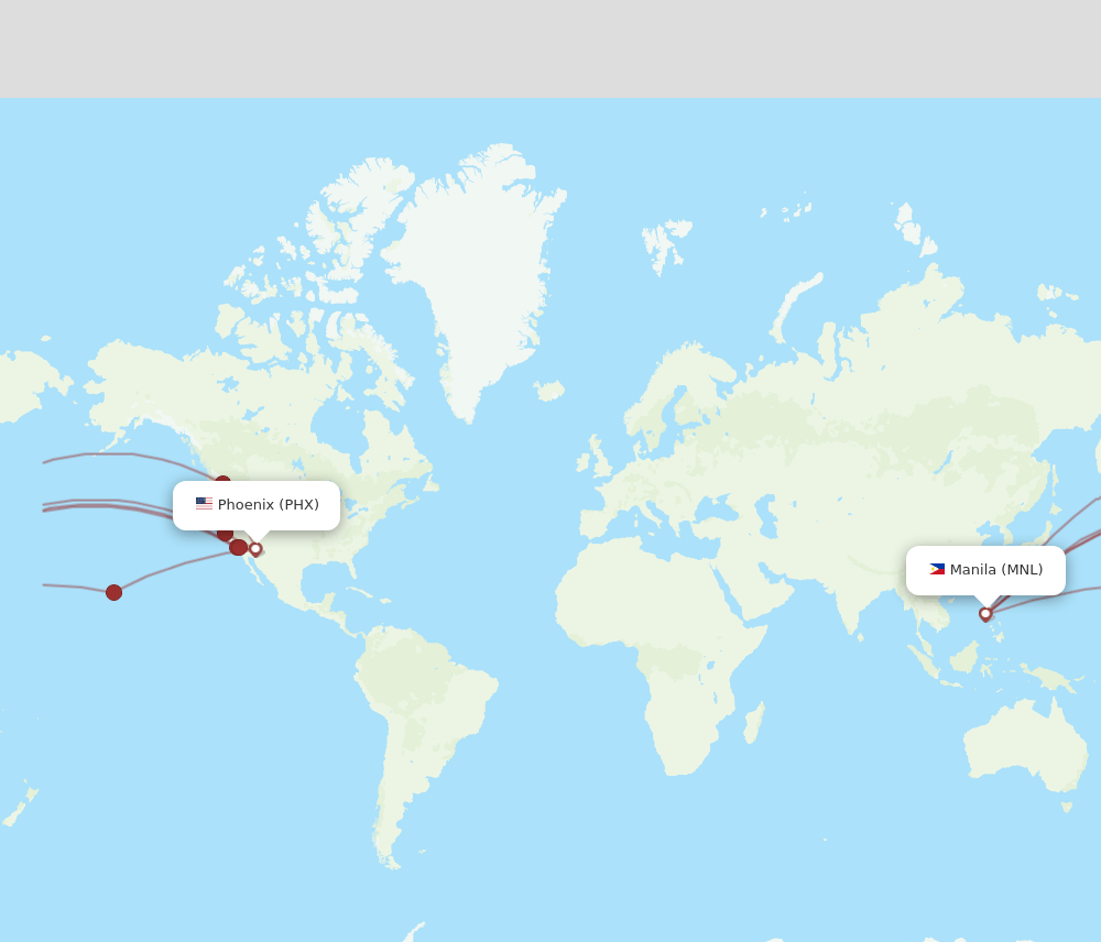 PHX to MNL flights and routes map