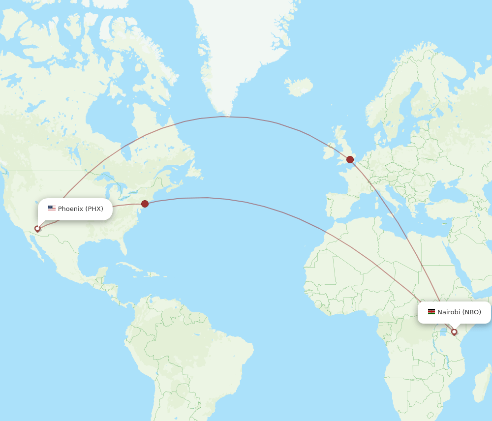 PHX-NBO flight routes