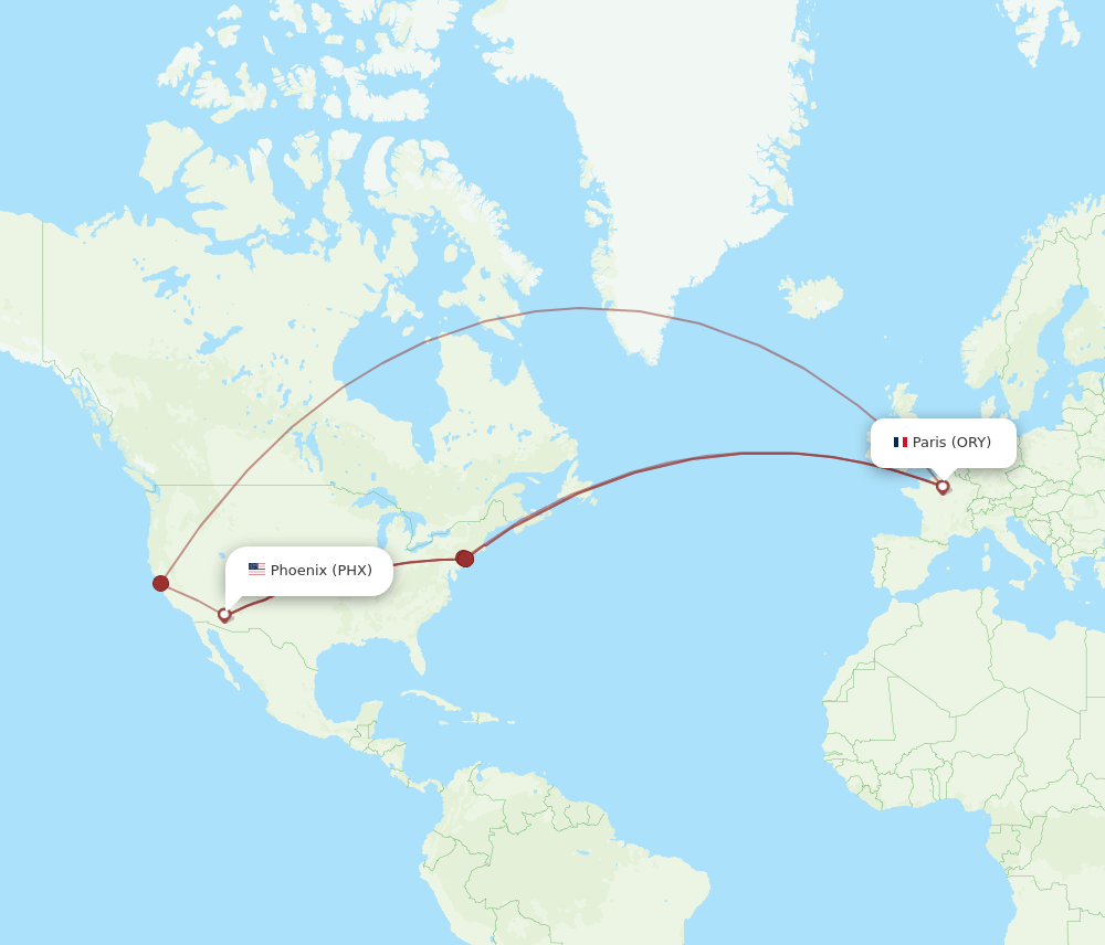 PHX-ORY flight routes
