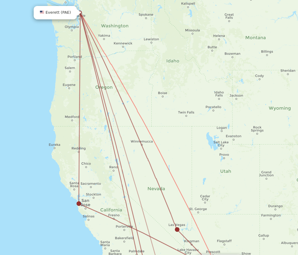 PHX to PAE flights and routes map