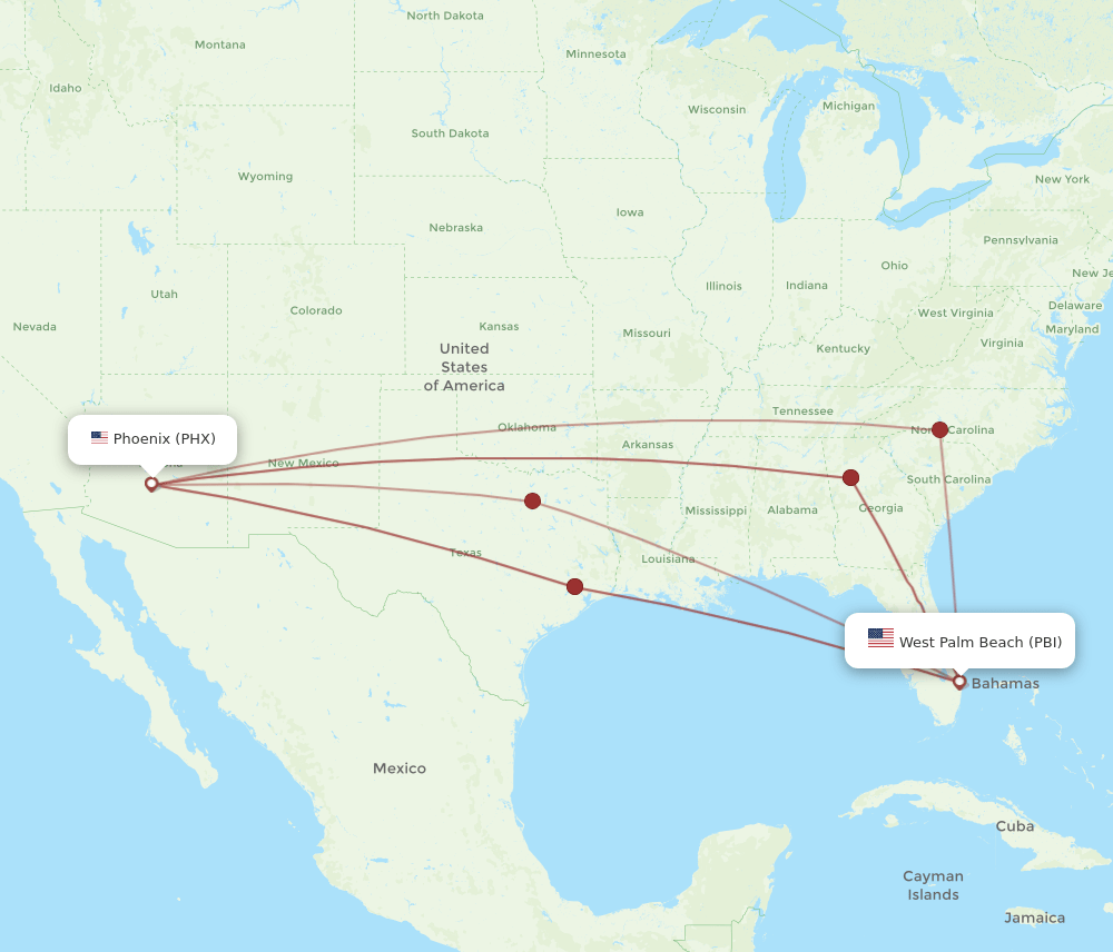PHX-PBI flight routes