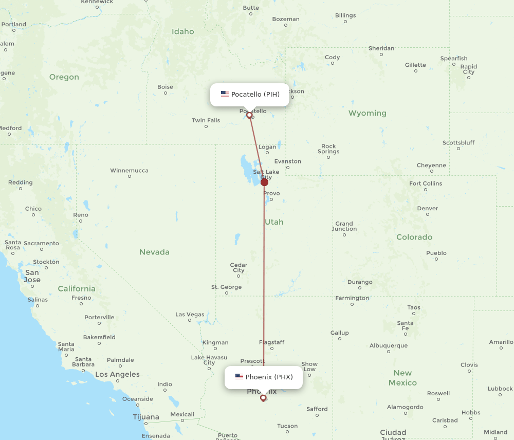 PHX-PIH flight routes