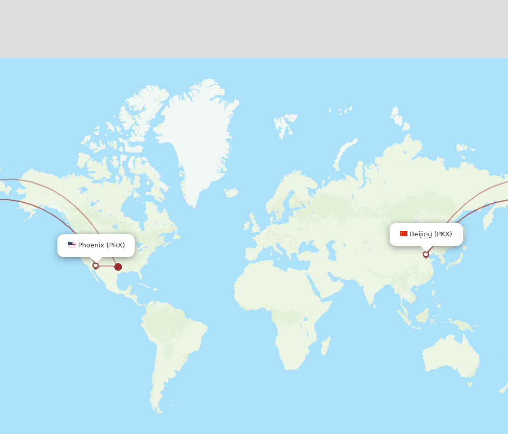 Phoenix - Beijing route map and flight paths