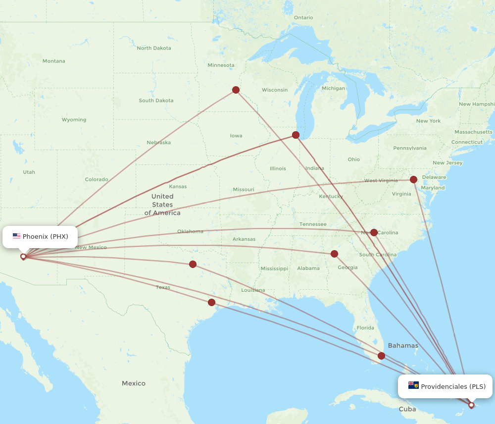 PHX-PLS flight routes