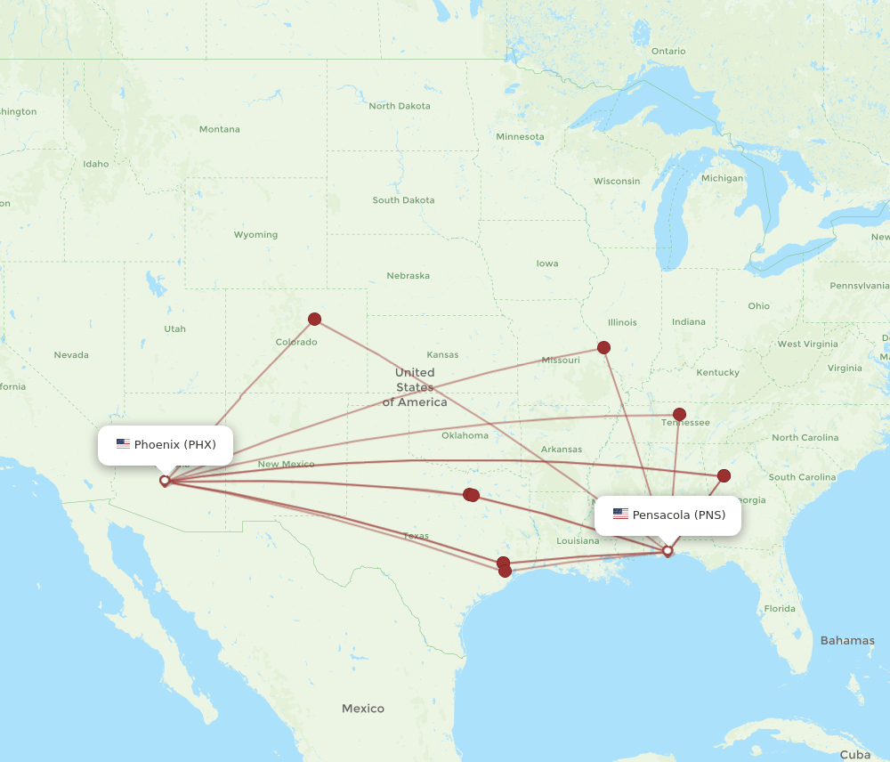 PHX-PNS flight routes