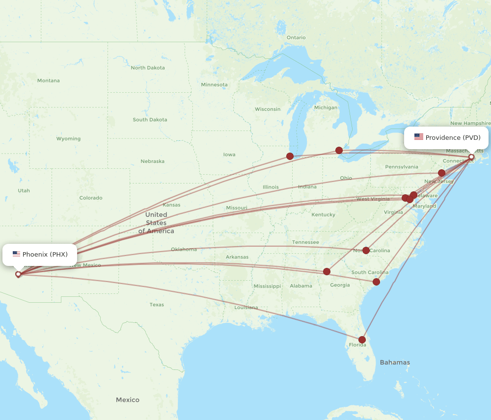 PHX-PVD flight routes