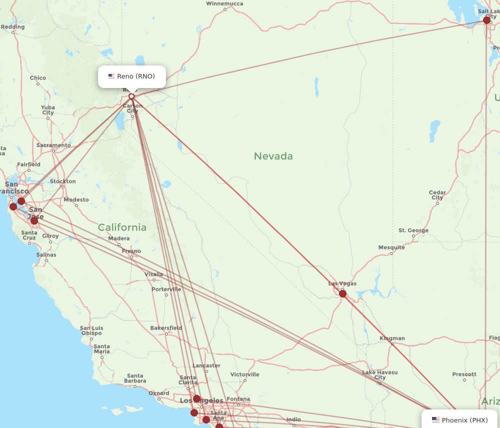 PHX-RNO flight routes