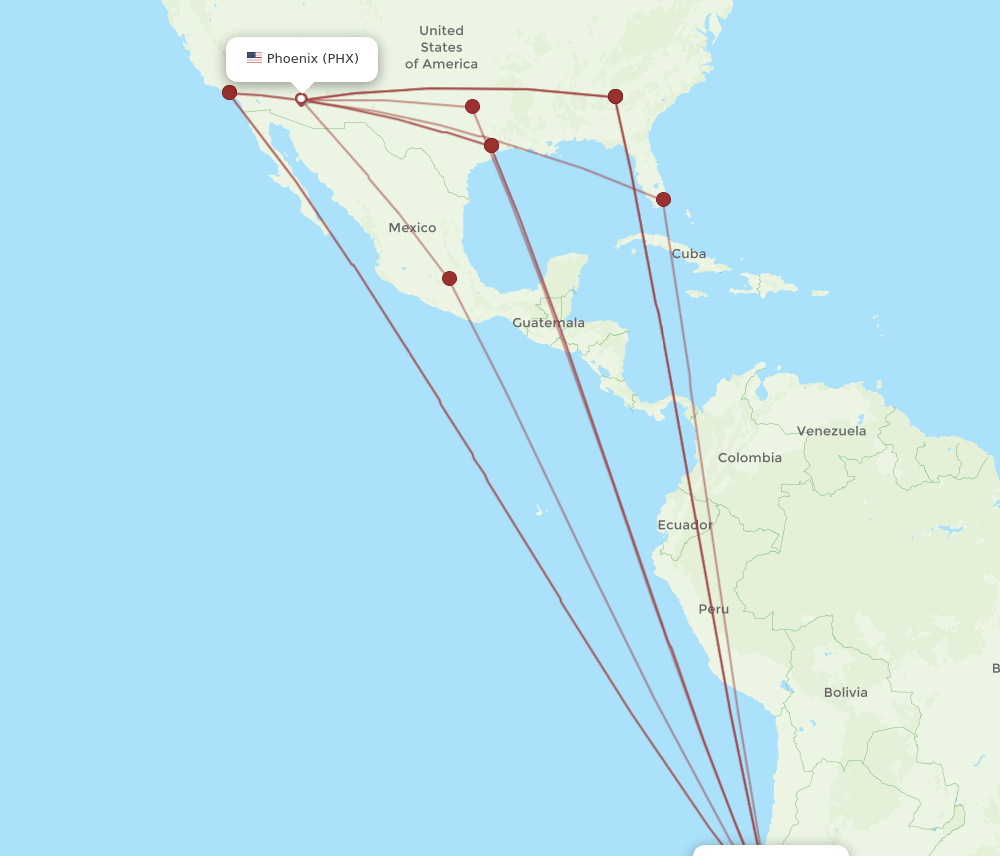 PHX-SCL flight routes