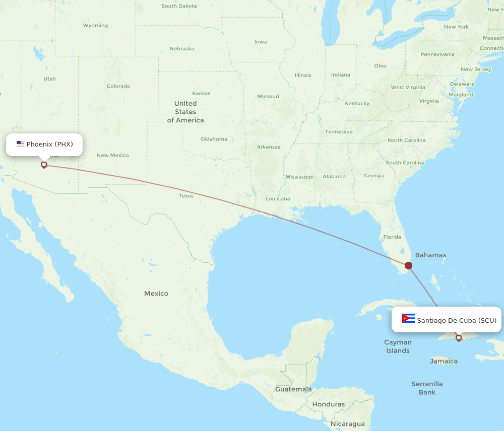 PHX-SCU flight routes