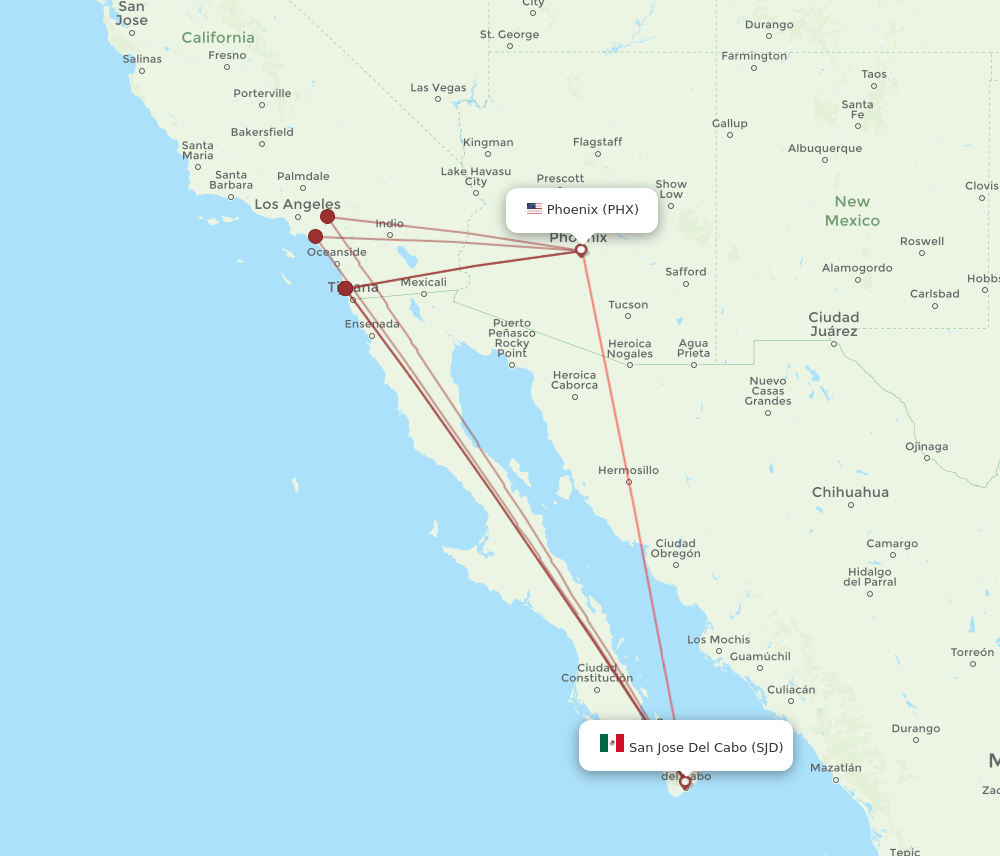 PHX-SJD flight routes