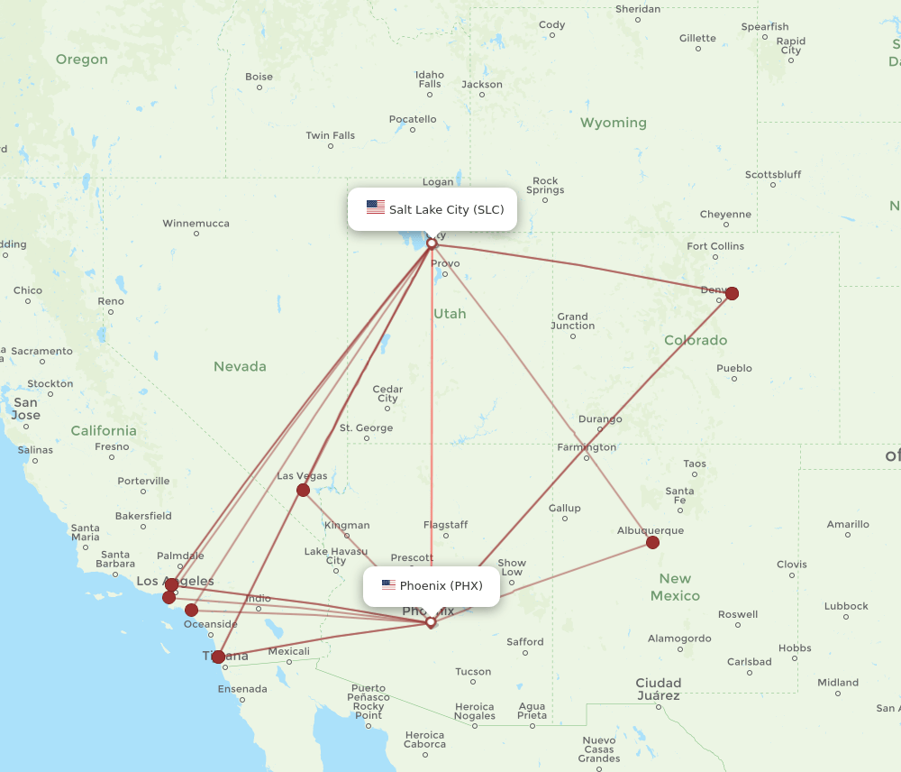 PHX-SLC flight routes