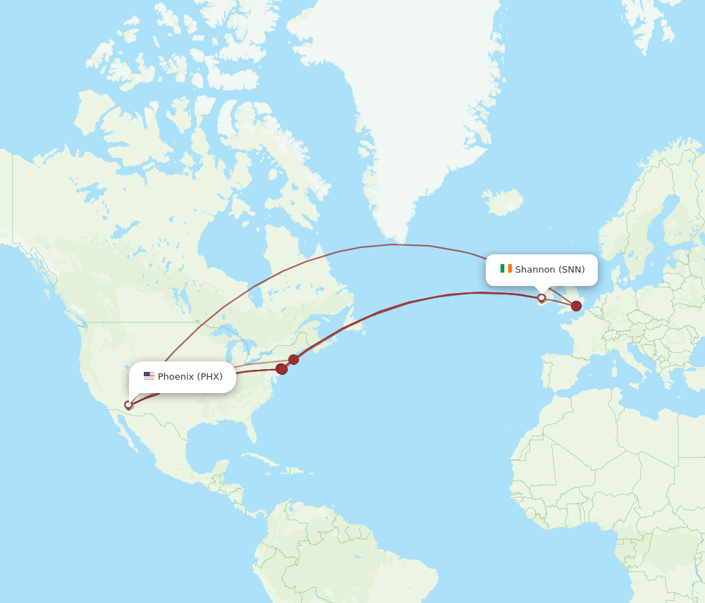 PHX-SNN flight routes