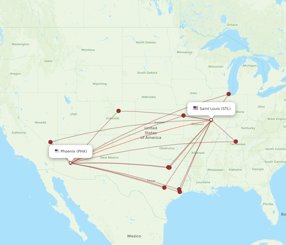 PHX-STL flight routes