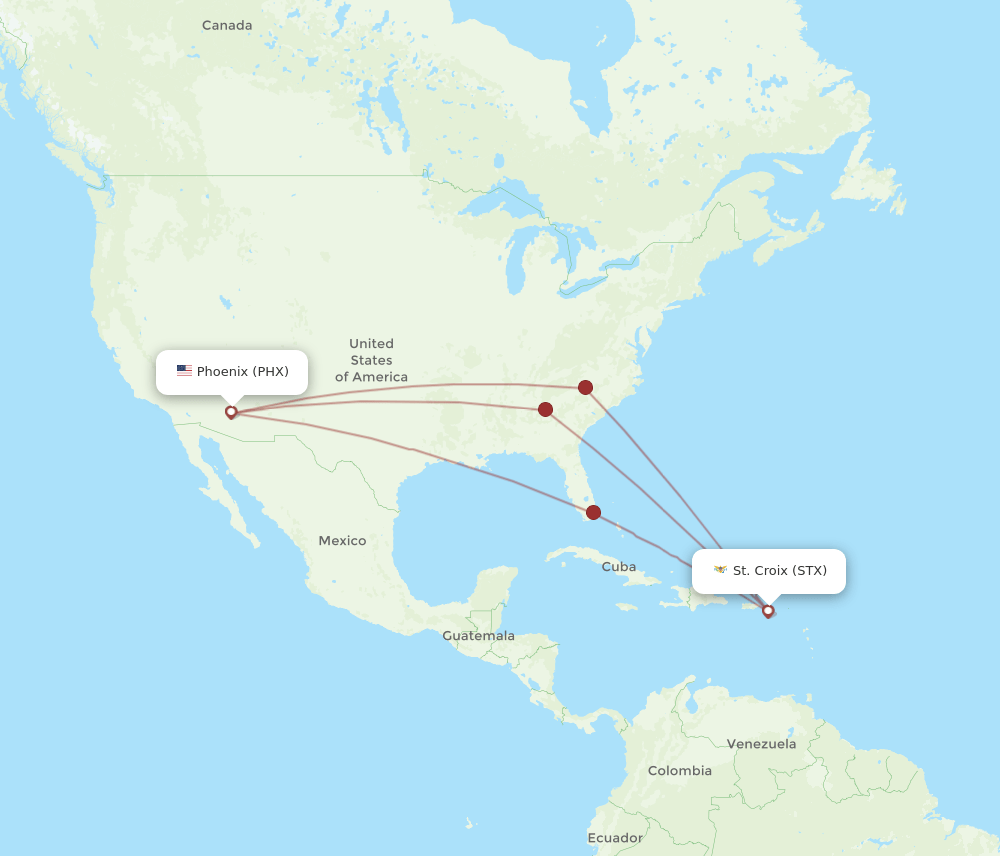 PHX-STX flight routes