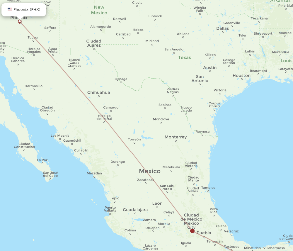 PHX-TGZ flight routes