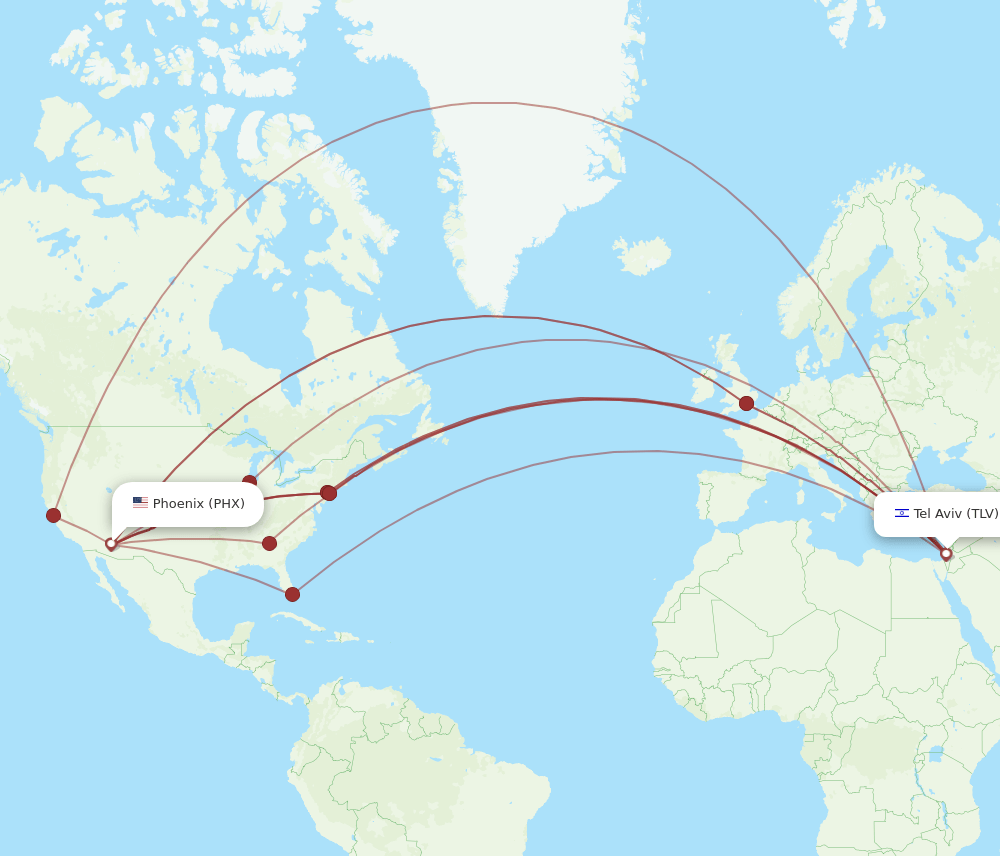 PHX-TLV flight routes