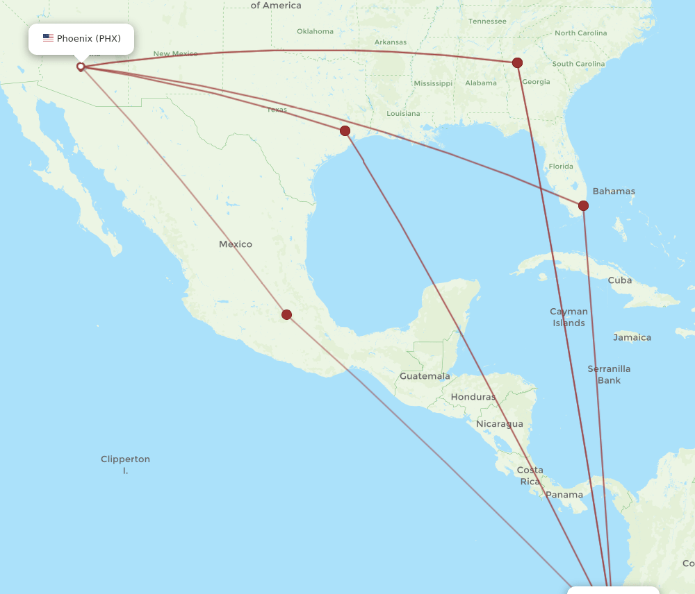 PHX-UIO flight routes