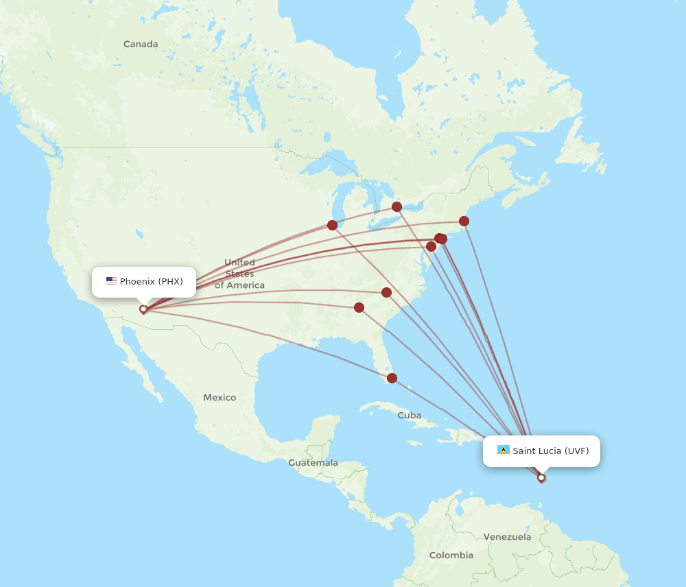 PHX-UVF flight routes