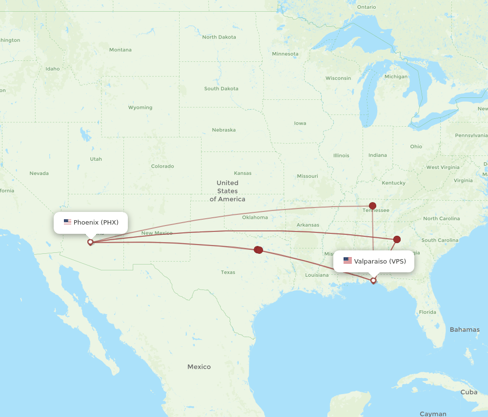 PHX-VPS flight routes