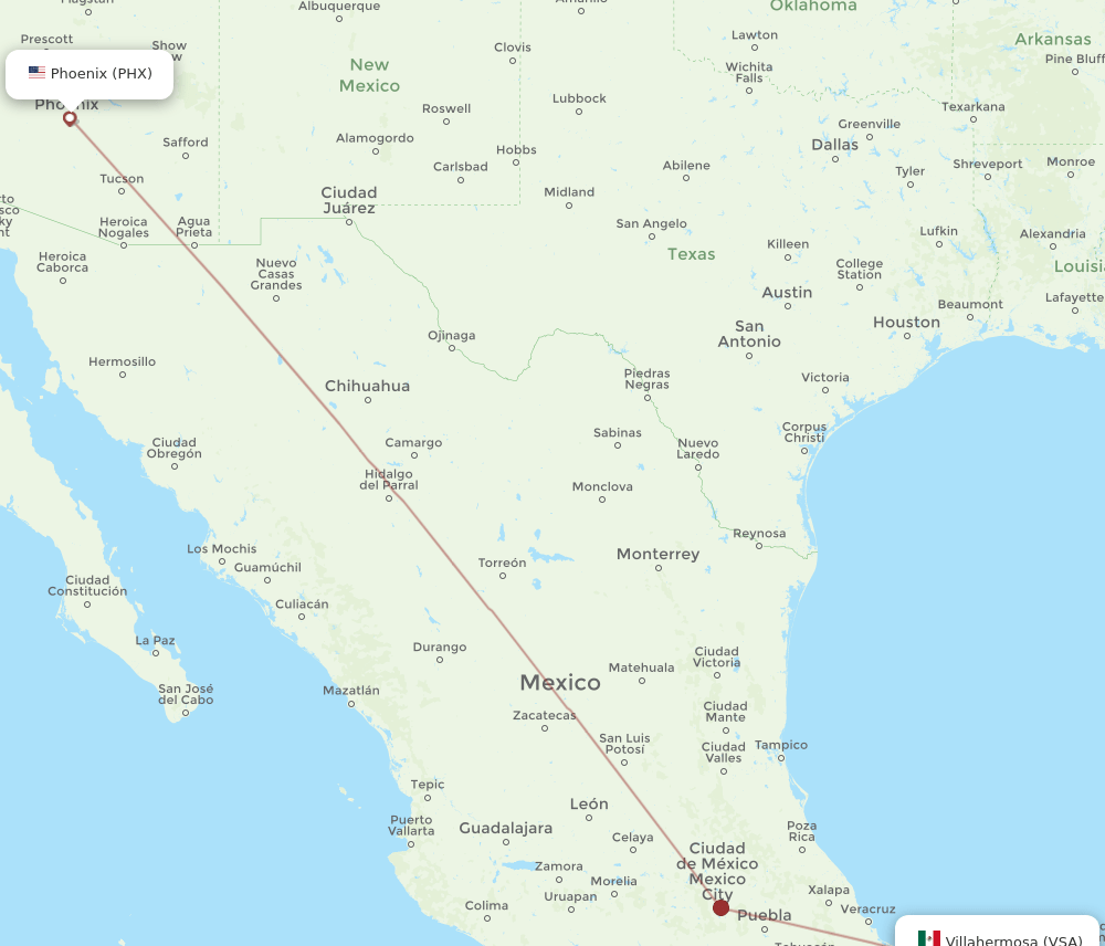 PHX-VSA flight routes