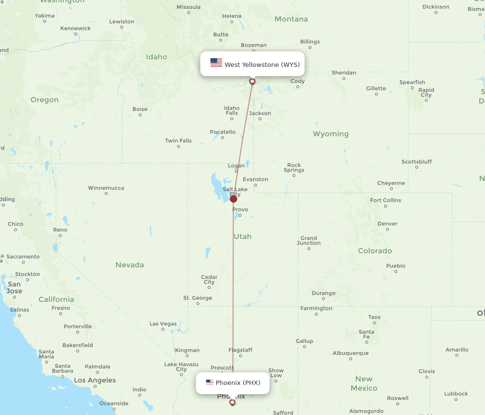 PHX-WYS flight routes