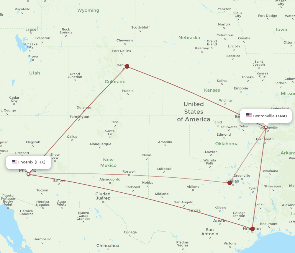 PHX-XNA flight routes